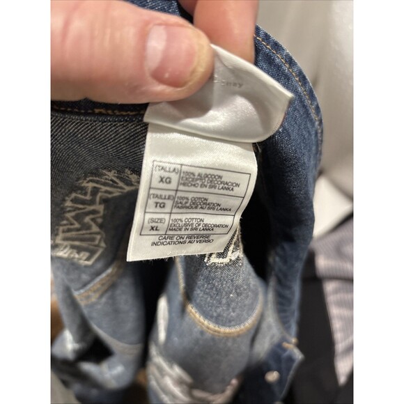 Disney Mickey & Minnie Together Forever Denim Jean Jacket Size XL Love Boho - Picture 13 of 14